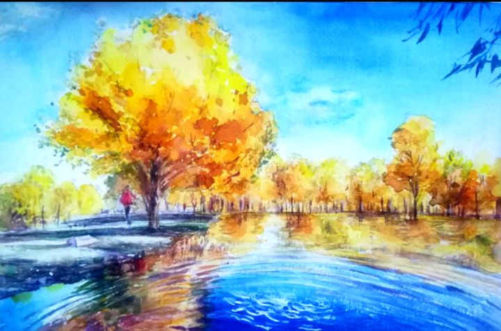 图画 标题为“秋” 由Veronia Song, 原创艺术品, 水彩