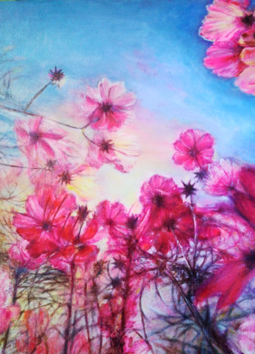 Peinture intitulée "spring flowers" par Cindy Peng, Œuvre d'art originale, Huile