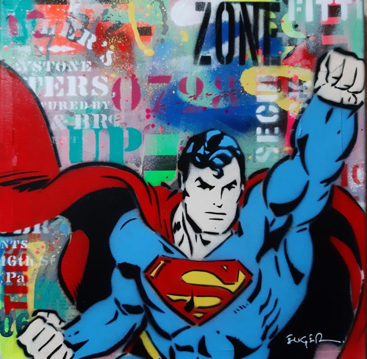 Painting titled "super heros" by Philippe Euger, Original Artwork, Spray paint