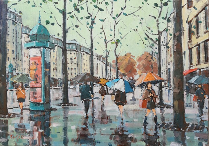 Картина под названием "Champs Élysées sous…" - Philippe Euger, Подлинное произведение искусства, Масло
