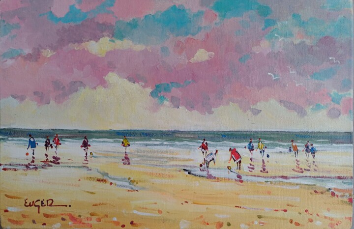Painting titled "Basse mer à Cabourg…" by Philippe Euger, Original Artwork, Acrylic