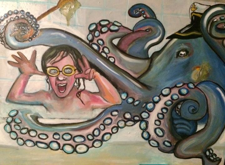 Peinture intitulée "Le bain" par Philippe Pronost, Œuvre d'art originale, Acrylique