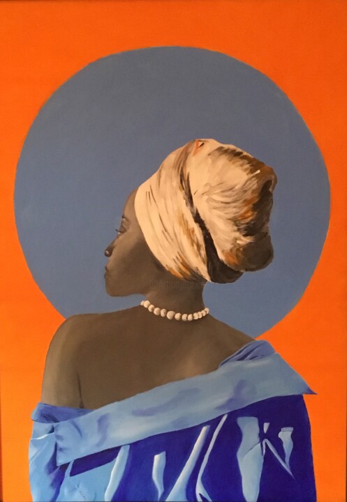 Pintura titulada "La femme au collier" por Philippe Sirot, Obra de arte original, Oleo Montado en Bastidor de camilla de mad…