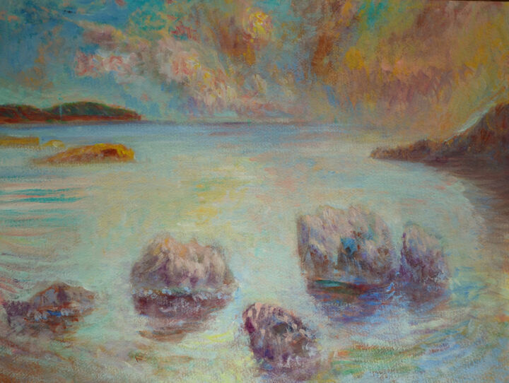 Gravures & estampes intitulée "LES ROCHERS" par Philippe Vincendeau, Œuvre d'art originale, Acrylique