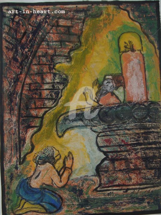 Peinture intitulée "Cham Linga tample p…" par Pham Viet Hong Lam, Œuvre d'art originale, Gouache