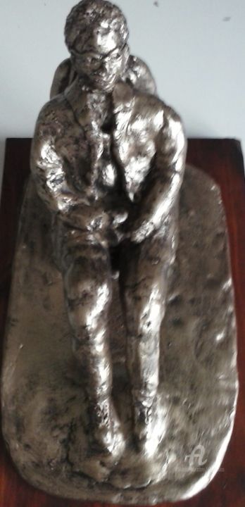 Sculpture titled "Homme assis" by Marie Phebidias, Original Artwork, Terra cotta