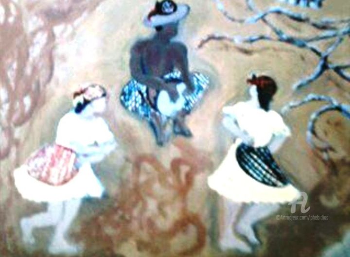 Pintura intitulada "Tamboués et ses Dan…" por Marie Phebidias, Obras de arte originais