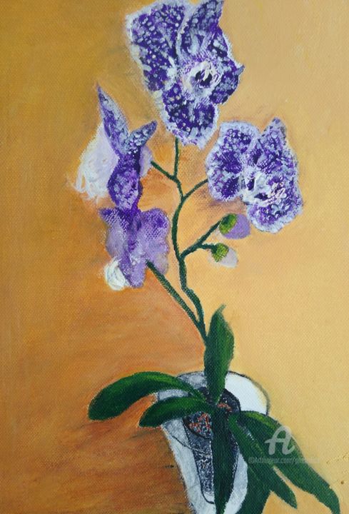 Pintura intitulada "Ma Fétiche L'Orchid…" por Marie Phebidias, Obras de arte originais, Acrílico