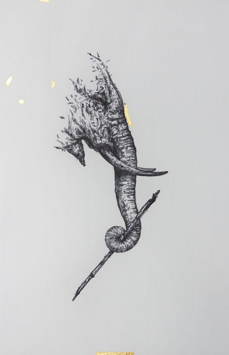 Peinture intitulée "Hunting as a metaph…" par Phi Long Le, Œuvre d'art originale, Encre