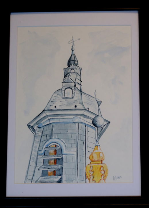 Dessin intitulée "beffroi cateau camb…" par Philippe Rollet, Œuvre d'art originale, Aquarelle Monté sur Châssis en bois