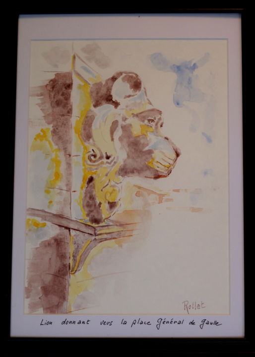 Painting titled "beffroi cateau camb…" by Philippe Rollet, Original Art, Watercolor Mounted on Stretcher frame