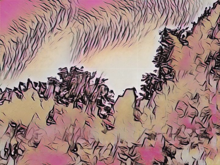 Arte digital titulada "Pink Edges" por Phil 'Philosofree' Cheney, Obra de arte original, Pintura Digital