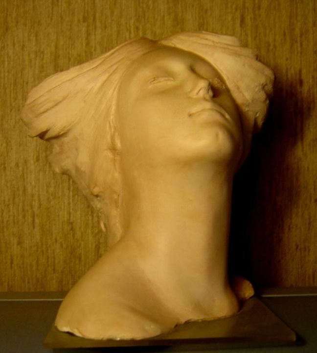 Скульптура под названием "testa di fanciulla" - Filippo Liardo, Подлинное произведение искусства, Керамика