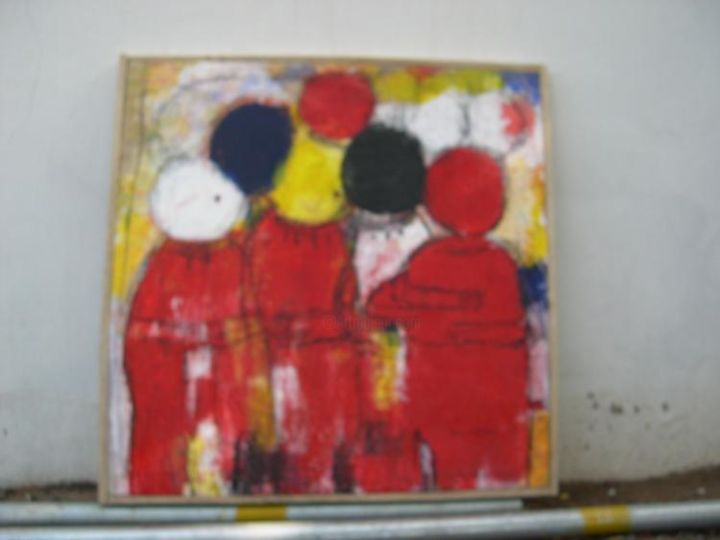Peinture intitulée "la danse rouge " par Kokou Kpatakou, Œuvre d'art originale