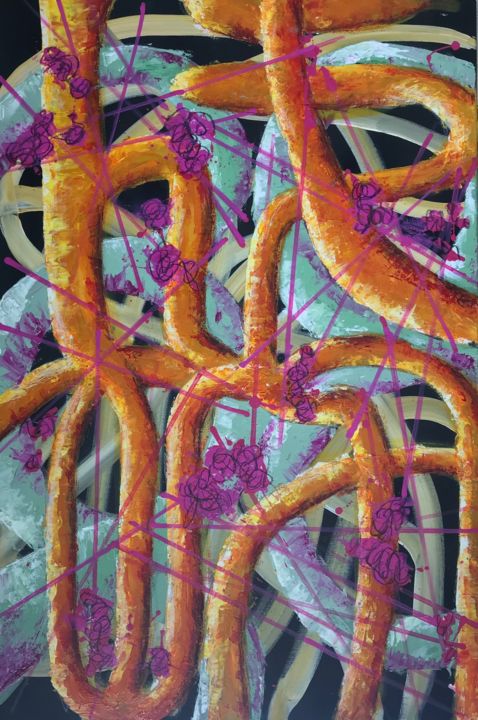 Painting titled "Pretzel Path" by Phil Zen, Original Art, Acrylic