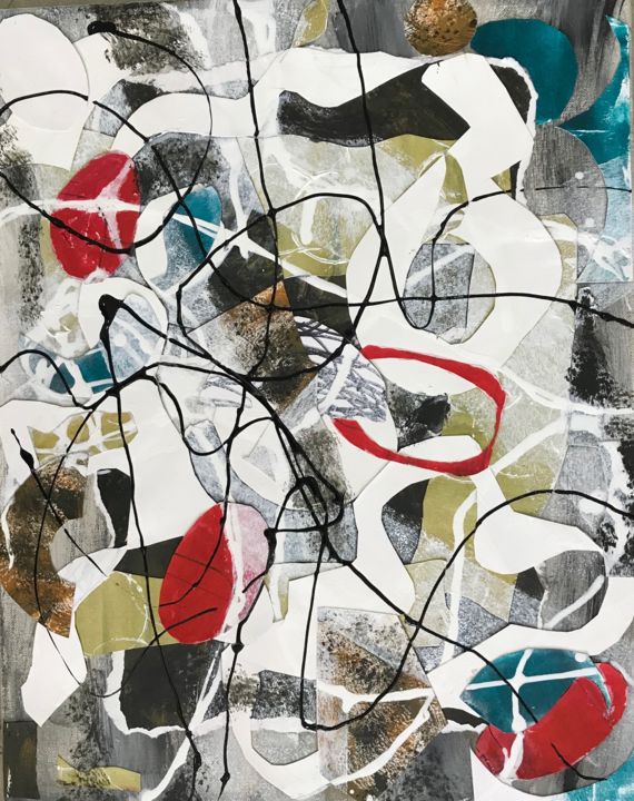 Collagen mit dem Titel "Both sides now" von Phil Zen, Original-Kunstwerk, Acryl