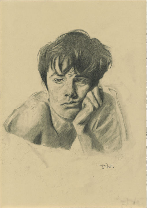 Dessin intitulée "Alain Delon" par Philip Dietrich, Œuvre d'art originale, Crayon