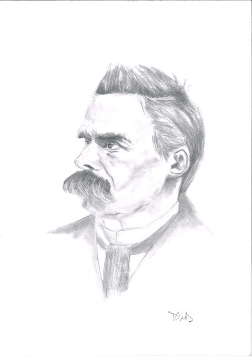 Dessin intitulée "Friedrich Nietzsche" par Philip Dietrich, Œuvre d'art originale, Graphite