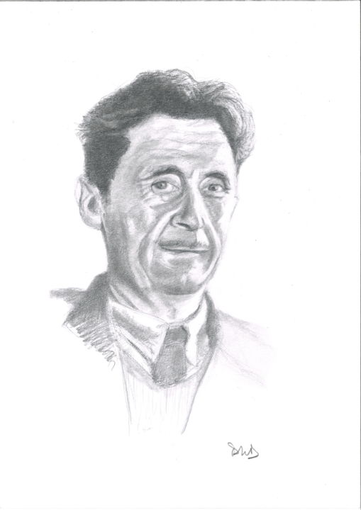 Dessin intitulée "George Orwell" par Philip Dietrich, Œuvre d'art originale, Graphite
