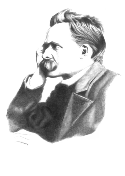 Рисунок под названием "Nietzsche 2" - Philip Dietrich, Подлинное произведение искусства, Графит