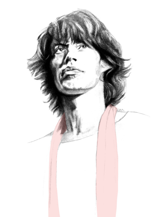 Dessin intitulée "Mick Jagger 3" par Philip Dietrich, Œuvre d'art originale, Graphite