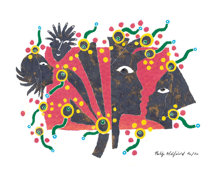 Collages intitulée "Jungle" par Philip Oldfield, Œuvre d'art originale, Collages
