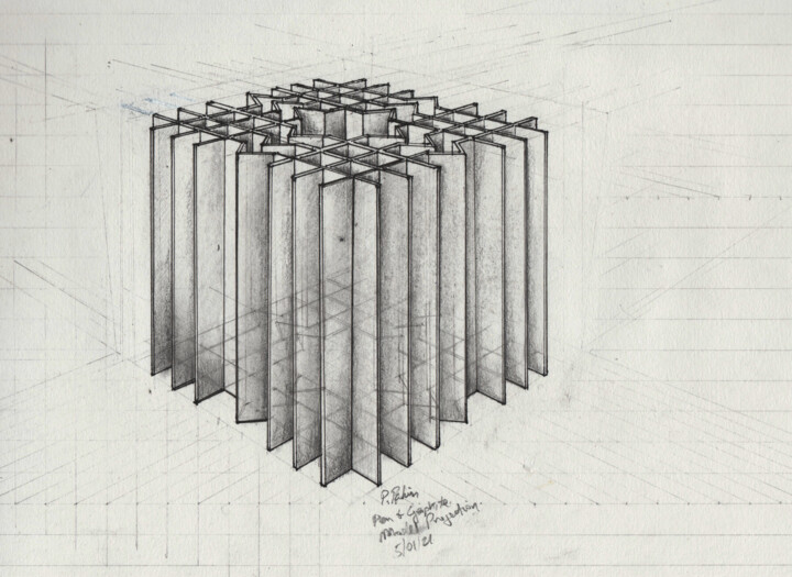 Drawing titled "Two-point perspecti…" by Philipp Pahin, Original Artwork, Graphite