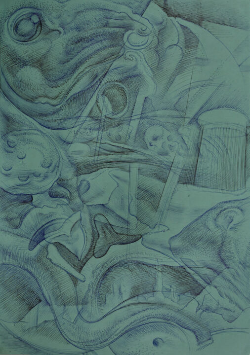 Dessin intitulée "POSTER 35" par Philipp Rukavishnikov, Œuvre d'art originale, Stylo à bille