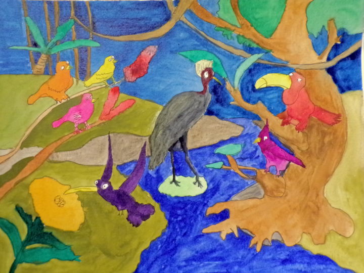 Peinture intitulée "Comment sont venues…" par Philippe Reclus, Œuvre d'art originale, Aquarelle