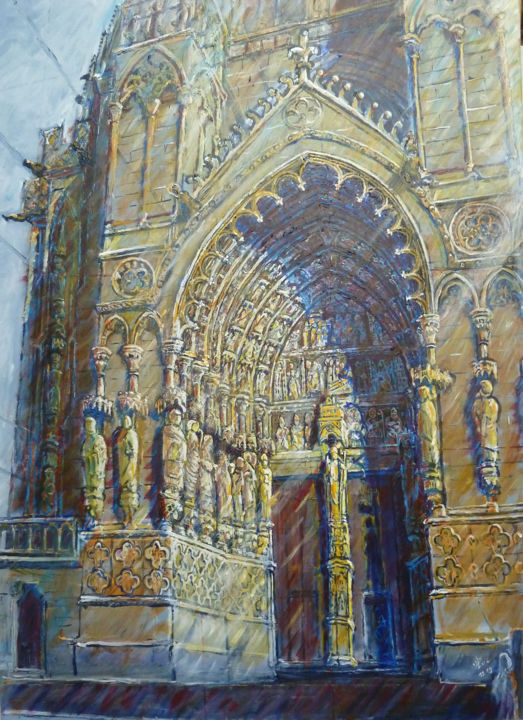 Painting titled "Le portail Saint Fi…" by Philippe Lasselin, Original Artwork, Acrylic