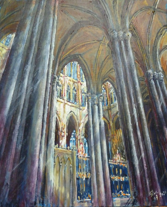 Pittura intitolato "Au delà des colonnes" da Philippe Lasselin, Opera d'arte originale, Acrilico