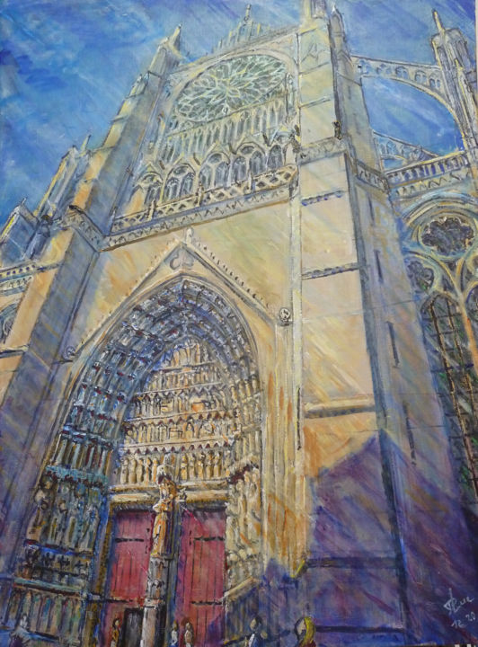 Картина под названием "Le portail saint Ho…" - Philippe Lasselin, Подлинное произведение искусства, Акрил