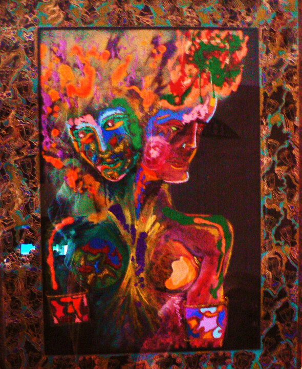 Peinture intitulée "La femme aux deux v…" par Philippe, Œuvre d'art originale, Émail