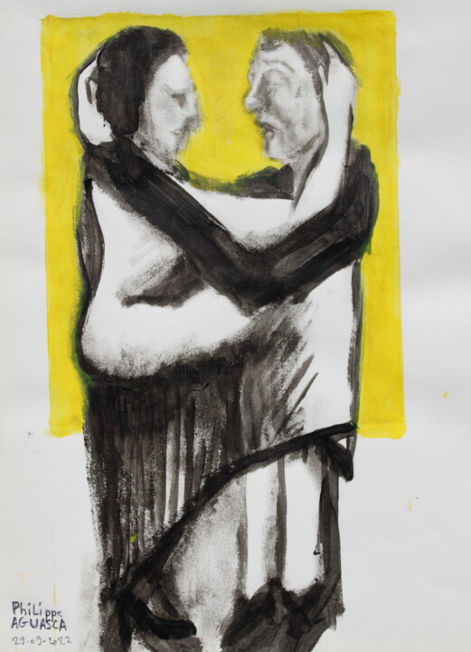 Pintura titulada "Couple qui danse 2" por Philippe Aguasca, Obra de arte original, Acrílico