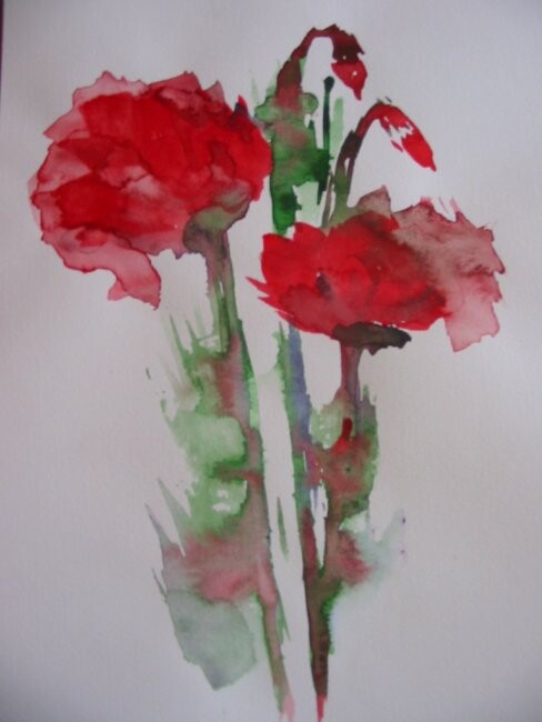 Dessin intitulée "Fleurs" par Philippe Allier, Œuvre d'art originale