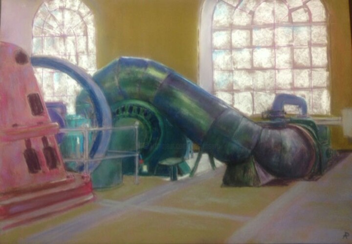 Dessin intitulée "Salle de turbine da…" par Philippe Allier, Œuvre d'art originale