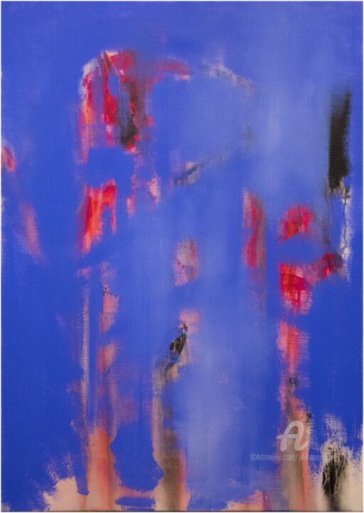 제목이 "Pulse 0003"인 미술작품 Philippe Alliet로, 원작, 기름 나무 들것 프레임에 장착됨