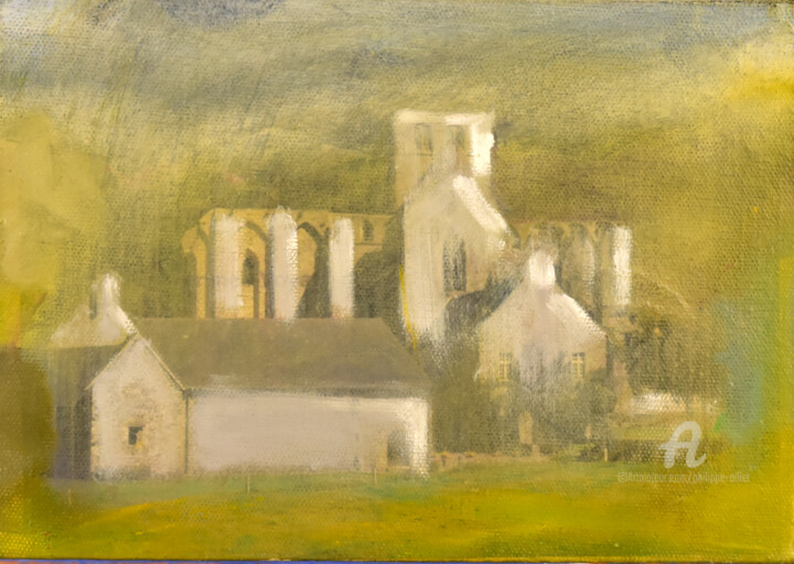 Painting titled "Abbaye de Hambye" by Philippe Alliet, Original Artwork, Oil