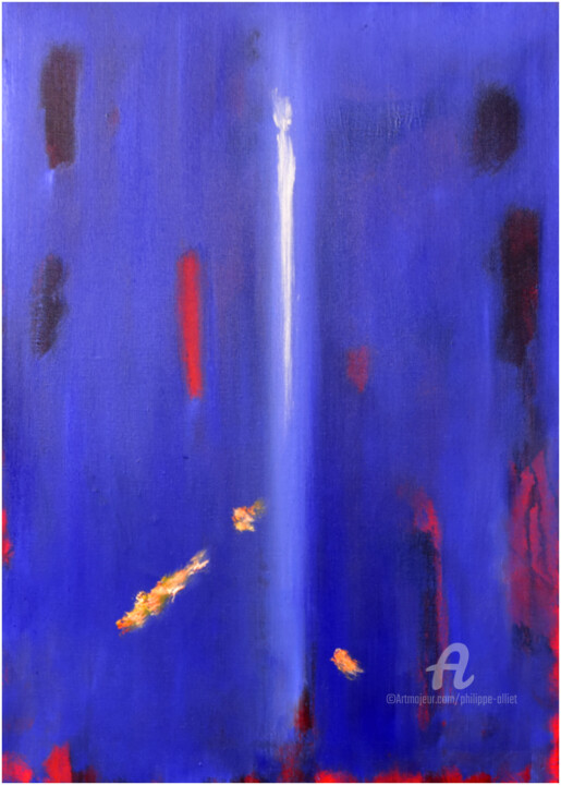 Painting titled "Abstraction bleue 0…" by Philippe Alliet, Original Artwork, Oil
