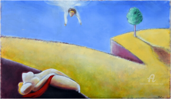 Peinture intitulée "Les ailes de l'ange…" par Philippe Alliet, Œuvre d'art originale, Huile
