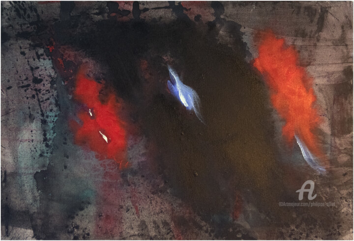 「Rouge plasma」というタイトルの絵画 Philippe Allietによって, オリジナルのアートワーク, オイル