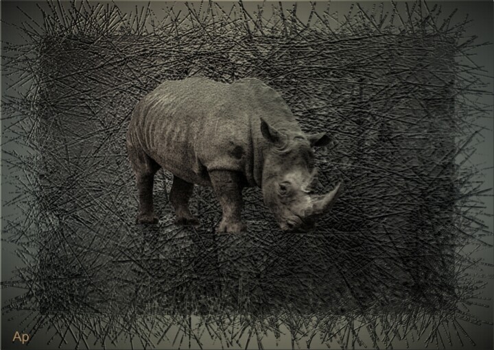 Digital Arts titled "Rhinocerotidae" by Philippe Antoine, Original Artwork