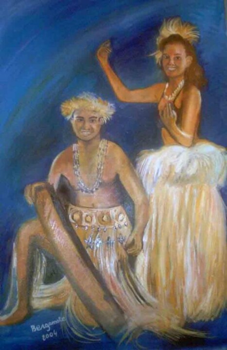 Painting titled "maoris souriants" by Philippe Bayle (chatinspire), Original Artwork, Other