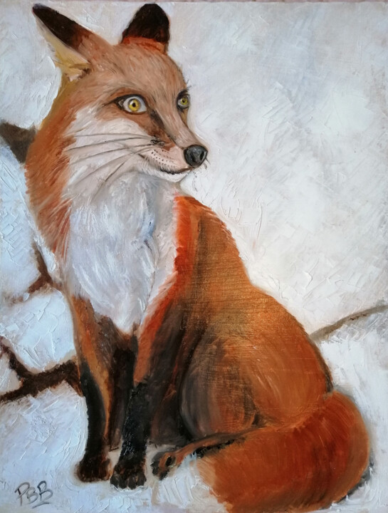 Painting titled "Monsieur fox" by Philippe Bayle (chatinspire), Original Artwork, Oil
