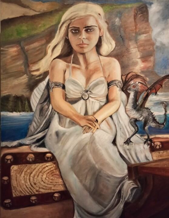 Peinture intitulée "la jeune femme et l…" par Philippe Bayle (chatinspire), Œuvre d'art originale, Huile Monté sur Châssis e…