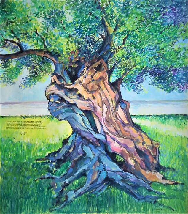 Painting titled ""l'arbre de vie"" by Philippe Brobeck, Original Artwork, Acrylic
