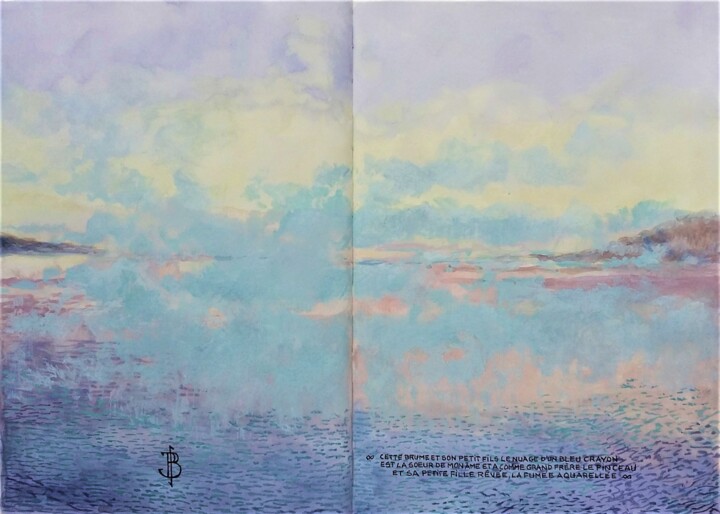 Painting titled "" le nuage bleu "" by Philippe Brobeck, Original Artwork, Poem