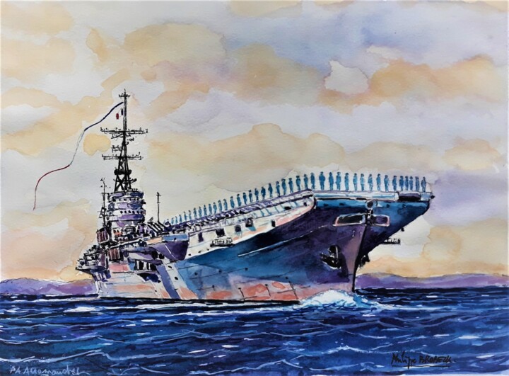 Peinture intitulée "" le PA  Arromanche…" par Philippe Brobeck, Œuvre d'art originale, Aquarelle