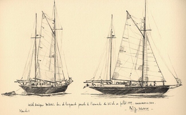 Peinture intitulée ""ketch aurique Pola…" par Philippe Brobeck, Œuvre d'art originale, Autre