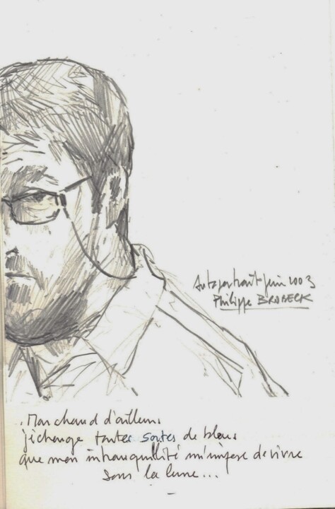 Drawing titled "Autoportrait pour m…" by Philippe Brobeck, Original Artwork, Conté